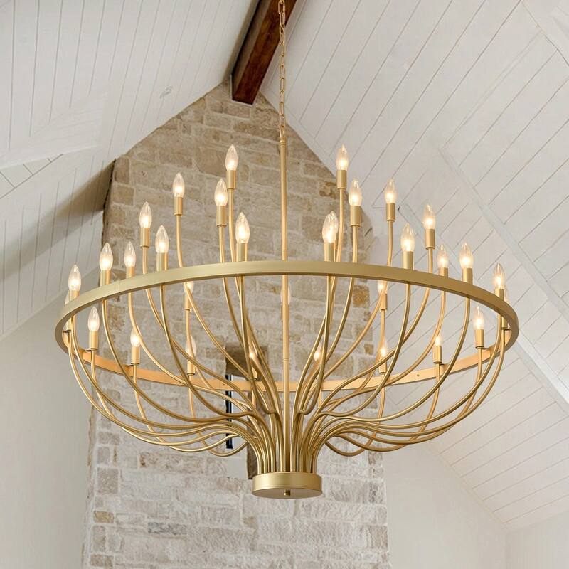 Modern Farmhouse Candle Chandelier Black Large Wagon Wheel Chandeliers