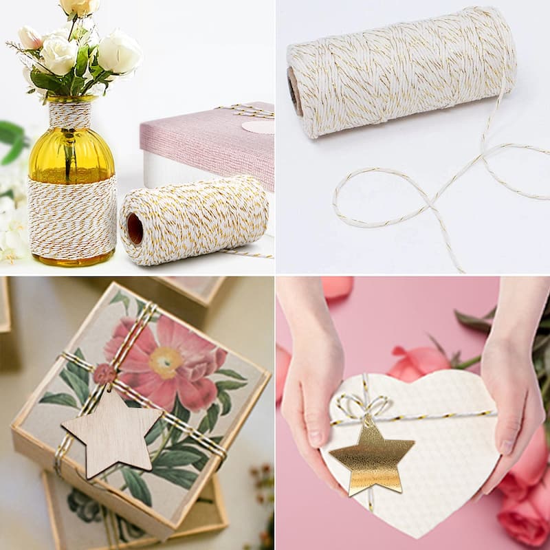 VECELO White Garden Twine Strong Hemp Rope for Gardening Plant Tie Floristry Crafts Gift Wrapping Packing Decor