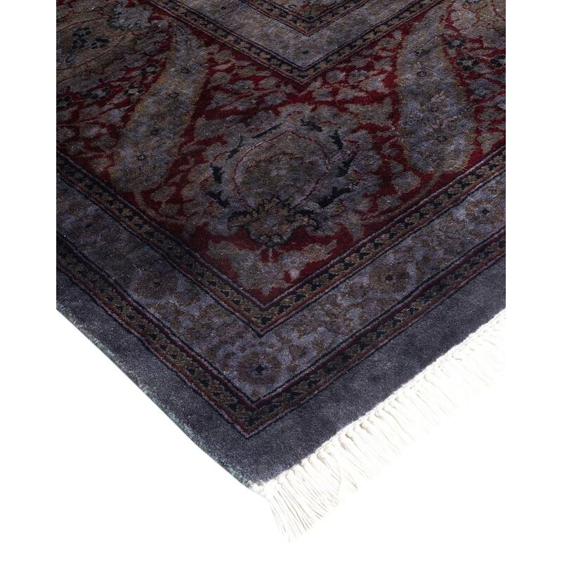 Overton Hand Knotted Wool Vintage Inspired Modern Contemporary Overdyed Gray Area Rug - 8' 2" x 14' 8"