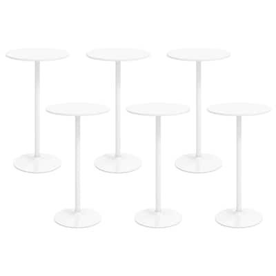 Gymax Round Bar Table Set of 6 w/Adjustable Height & Metal Base Modern