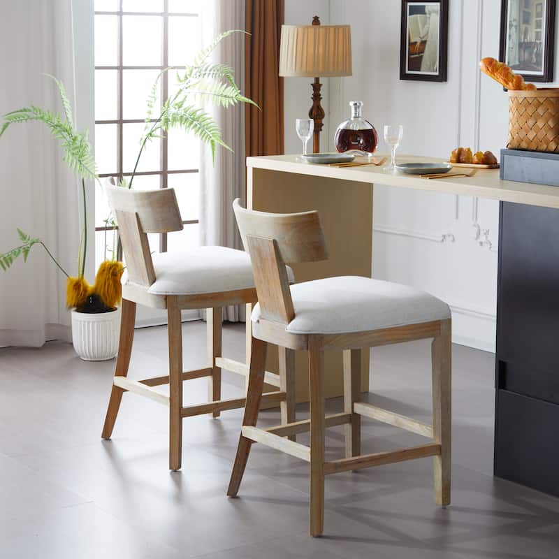 Fescue Upholstery Rubberwood 27-inch Height Barstool (set of 2) by Christopher Knight Home