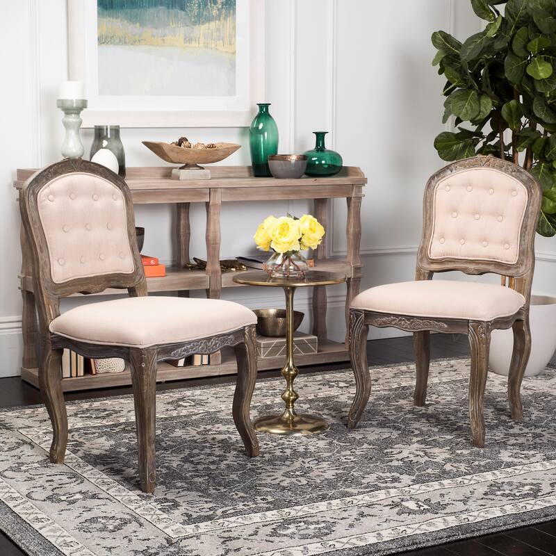 SAFAVIEH Jerilyn 20-inch French Leg Dining Chair (Set of 2) - 21" W x 25" D x 39" H - 21Wx25Dx39H - Beige