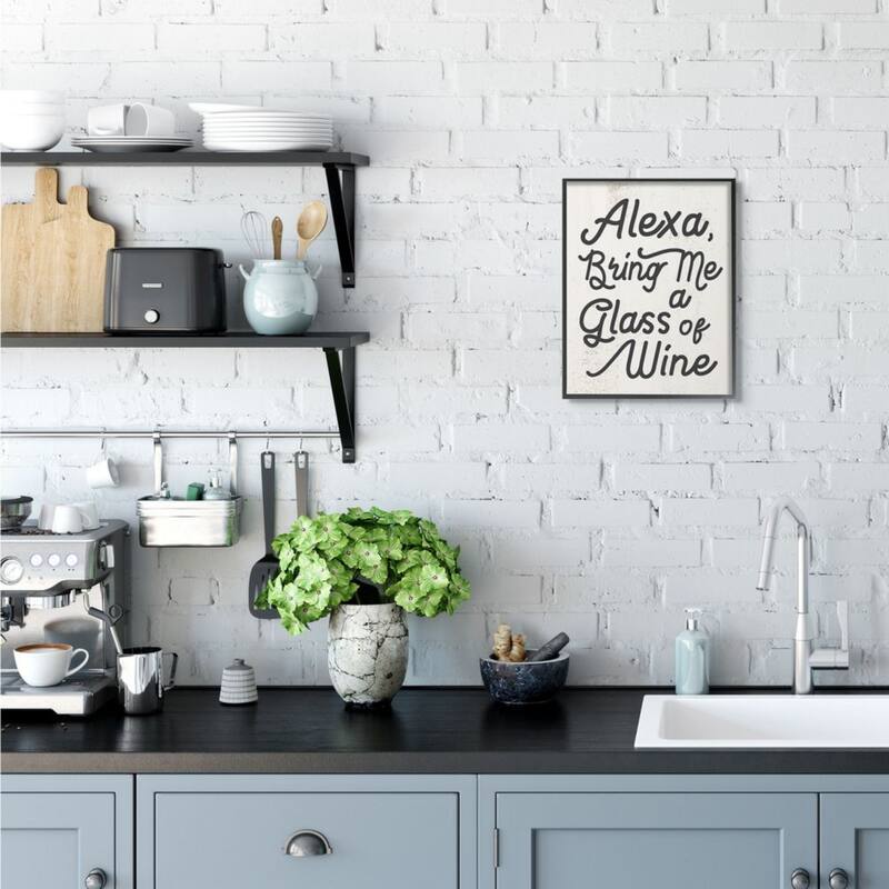 Stupell Alexa Bring Me Wine Distressed Kitchen Sign Framed Wall Art