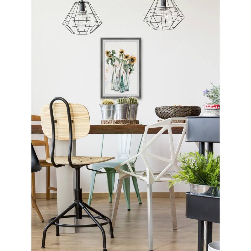 Sunflower and Wilted Leaves II Framed Wall Art, Floral Delight - A Blooming Accent for Your Living Space