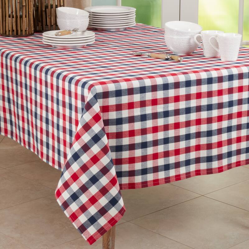 Cotton Tablecloth With Gingham Check Design