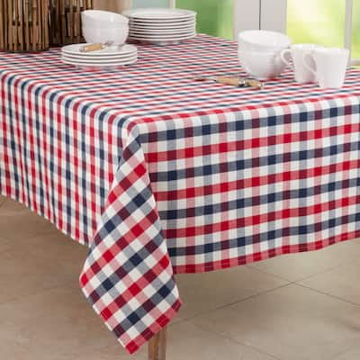 Cotton Tablecloth With Gingham Check Design