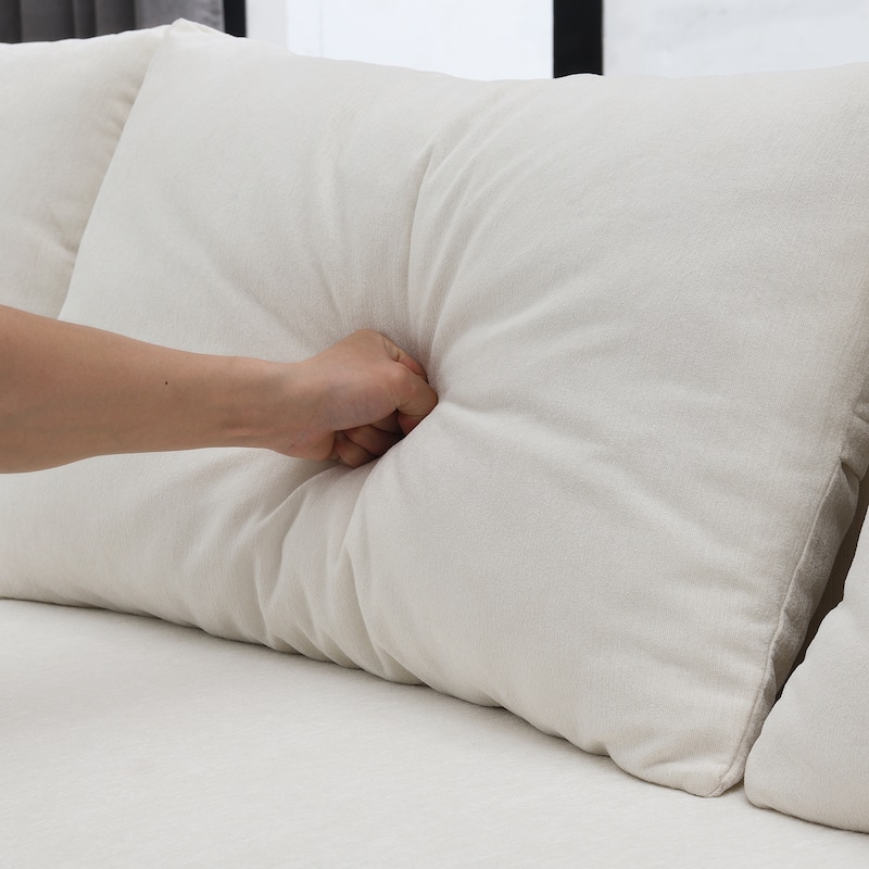 White 109" Modular L-Shaped 4-Seat Sofa with Chaise