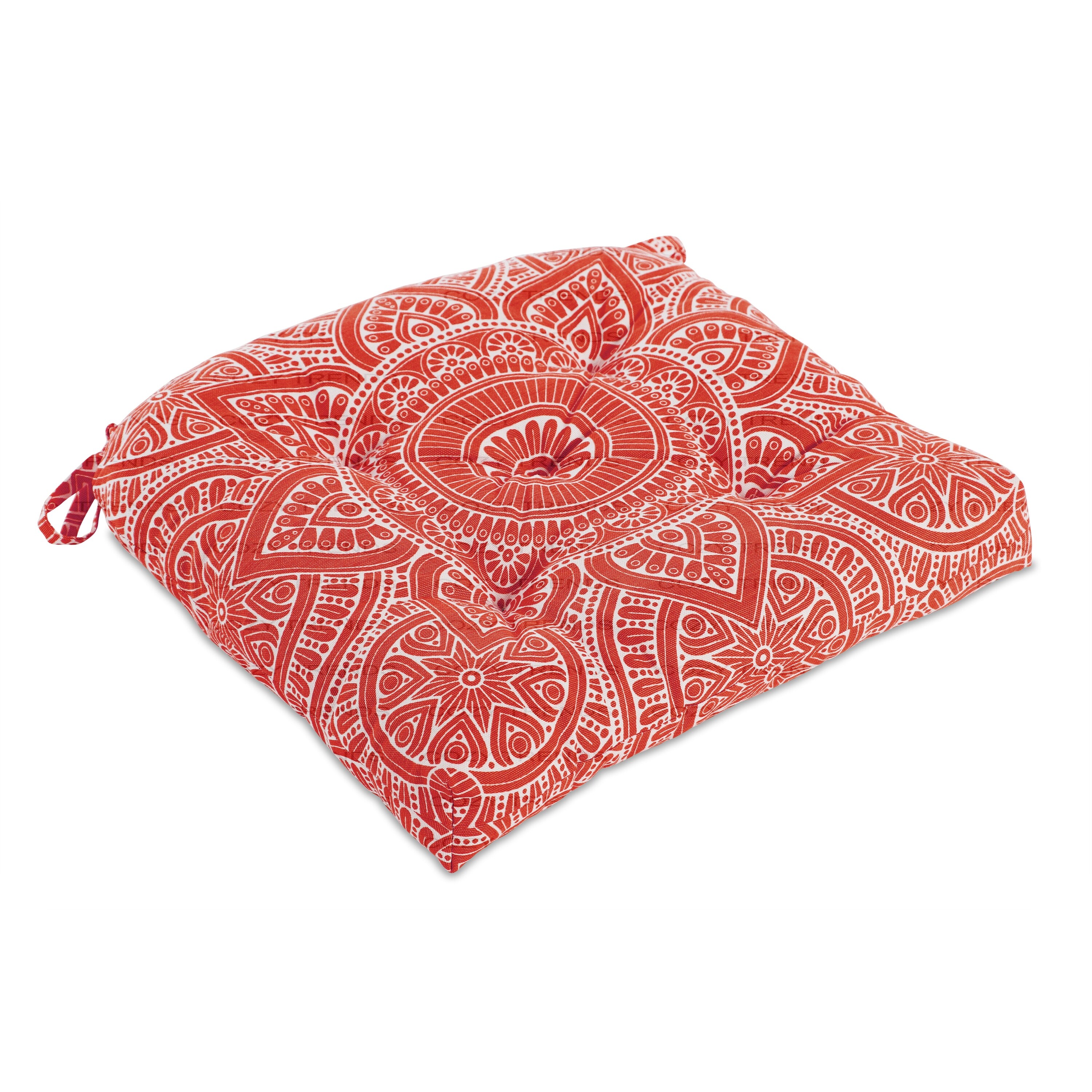 Cotton Chair Seat Cushions Pads Tufted with Ties 16 X 16 for Dinning Kitchen Living Room Chairs Office Chair Bench Set of 4 Orange