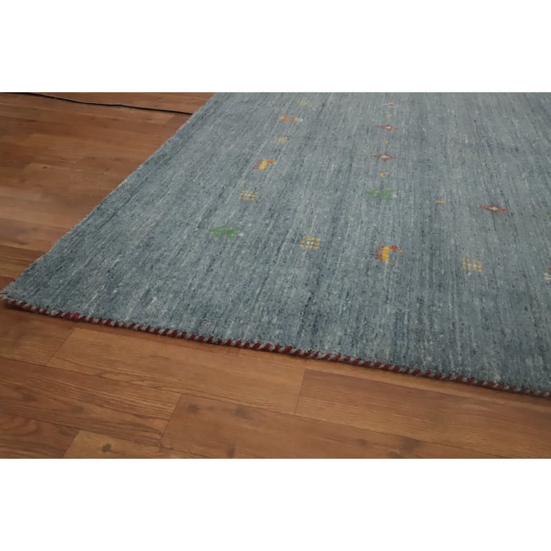 Hand Knotted Oriental 100% Wool Carpet Tribal Animal Pictorial Navy Blue & Blues Gabbeh Area Rug - 9' 10'' X 10' 2''