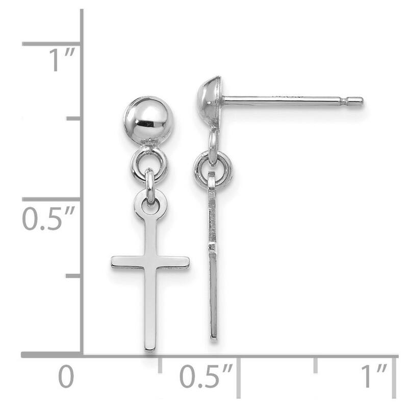 Curata 14k White Gold 20.5x6mm Polished Cross Dangle Post Earrings