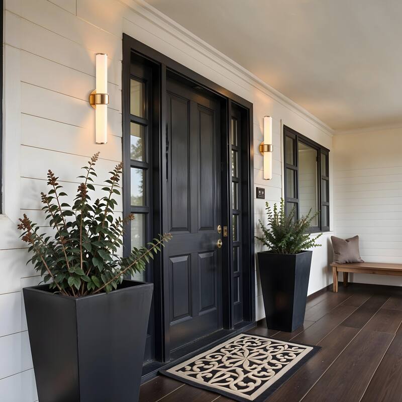 Modern Double Wall Sconce - Metal, Glass & Matte Black, Ivory White Sconces for Hallway or Accent Walls in Contemporary Style