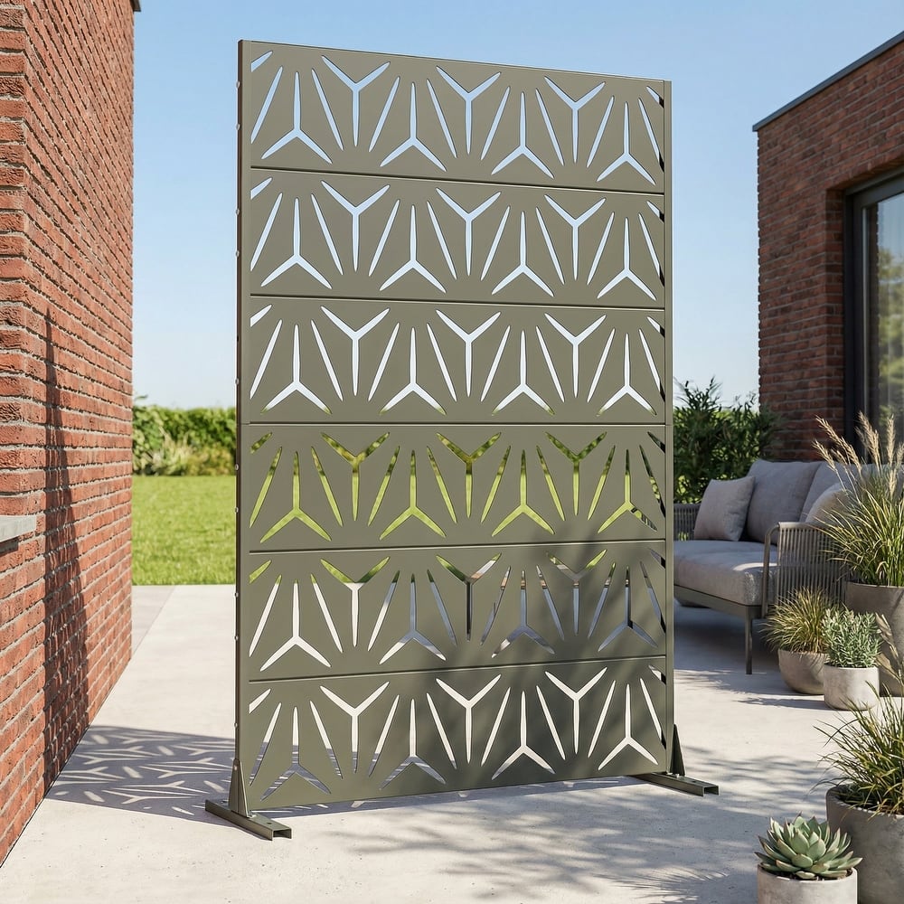 72" H×47"W Dovelina Black Outdoor Freestanding Metal Privacy Screen Decorative Garden Fence