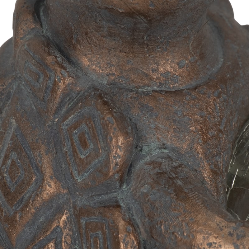Sagebrook Home 7" Turtle Featuring a Solar Orb in Antique Copper Finish, Durable Polyresin Decor