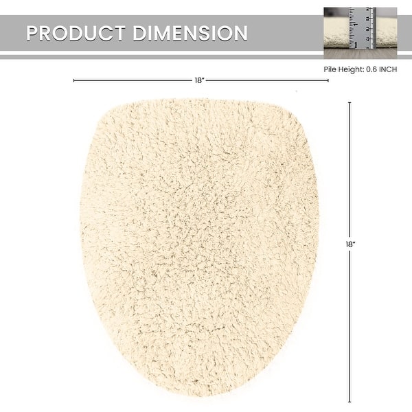 dimension image slide 9 of 17, Home Weavers Waterford Collection Cotton Toilet Lid Rug | Elastic Fit | Fit Most Standard Toilet Lid | 18"x18"