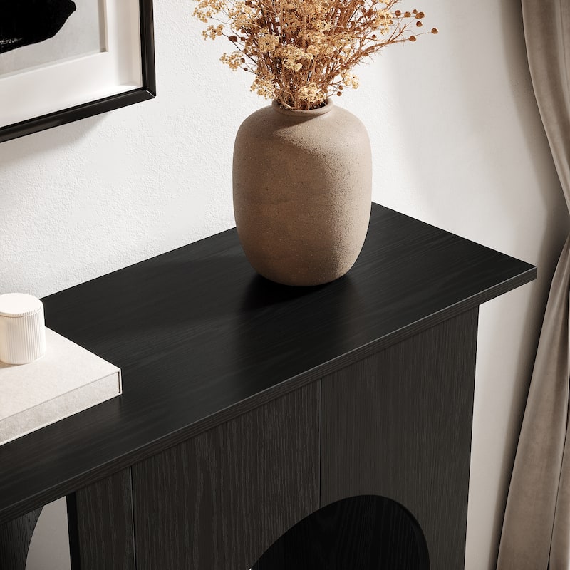 39.4'' Black Console Table, Modern Narrow Sofa Table