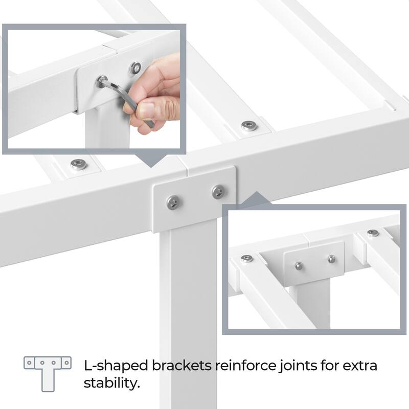 Yaheetech Metal Bed Frame Mattress Foundation with Slatted Bed Base, White