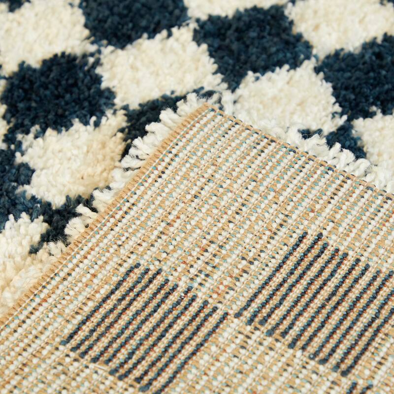 Covey Plush Checkered Thick Shag Area Rug
