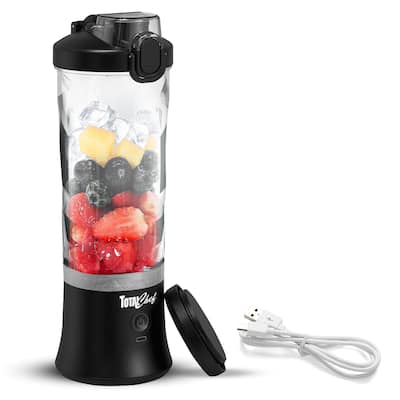 Total Chef Cordless Portable Blender, 20 oz (600 mL) Personal Blender, USB Rechargeable, Black