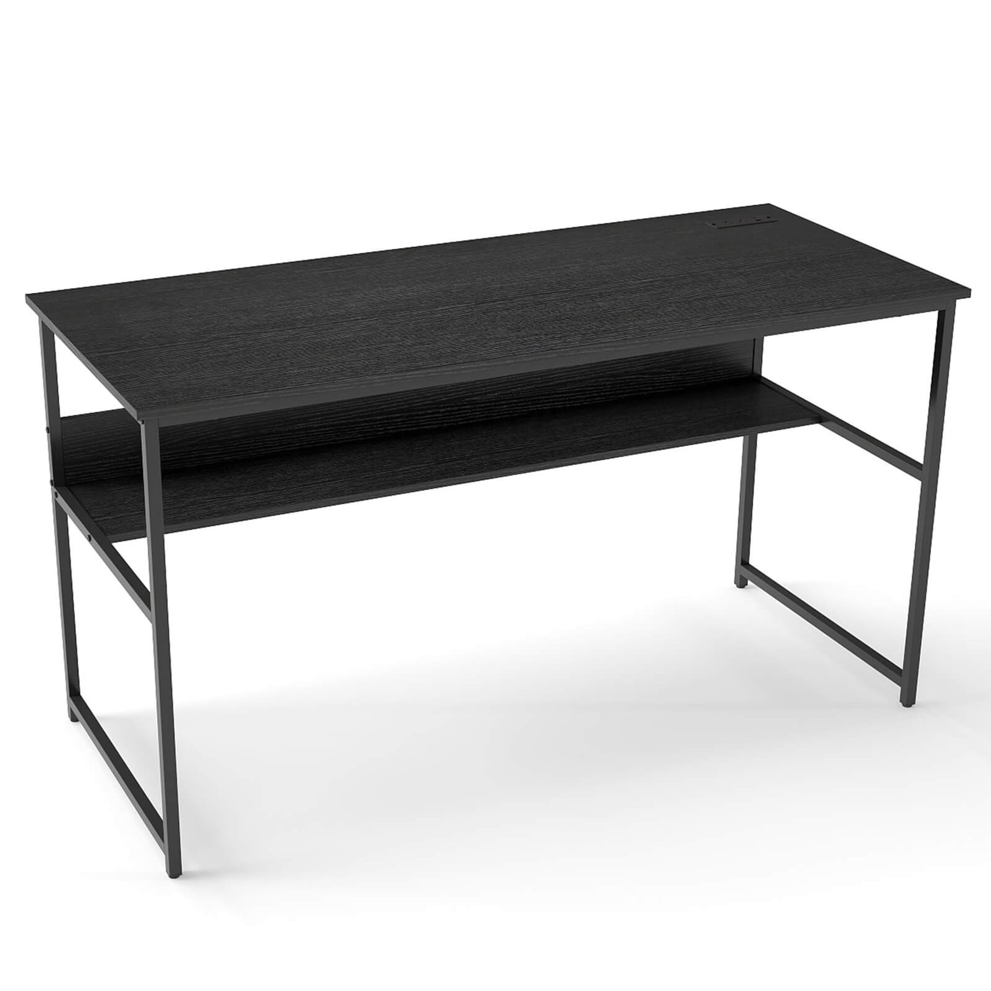 55"Computer Desk w/Heavy Duty Metal Frame & Charging Station