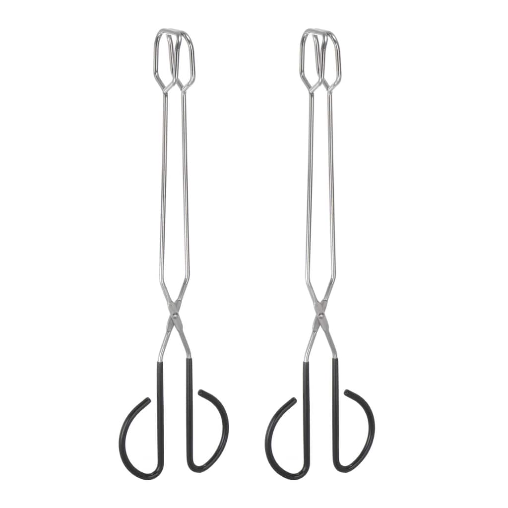2pcs Stainless Steel Scissor Tongs 16" Barbecue Grilling Tongs with Black Handle