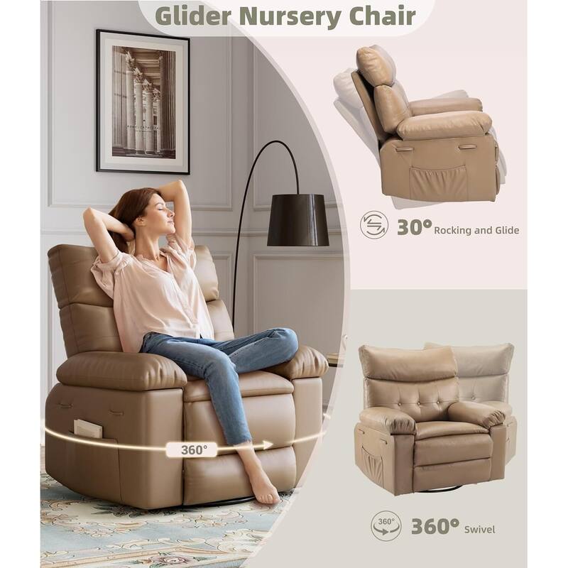 360° Rocker Swivel Recliner, Oversized Wide