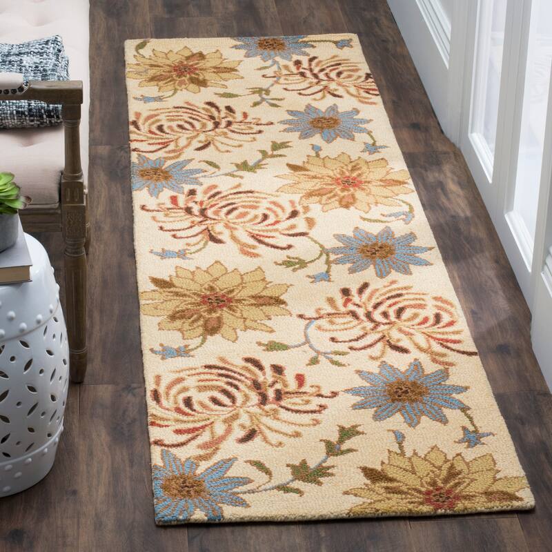 SAFAVIEH Handmade Blossom Arminda Modern Floral Wool Rug - 2'3" x 8' Runner - Beige/Multi - Runner