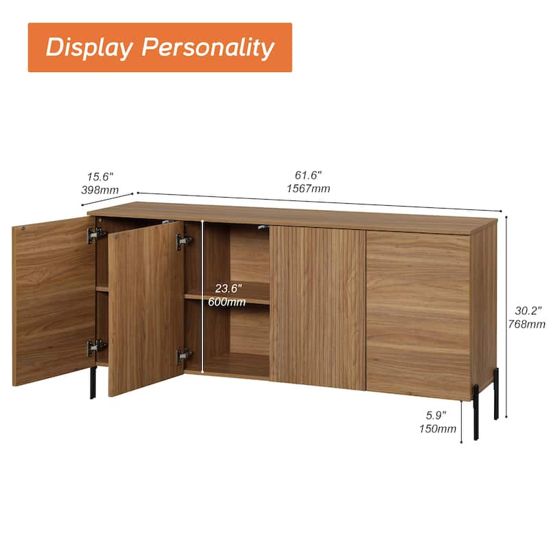 WAMPAT 61" Sideboard Buffet Cabinets with Storage