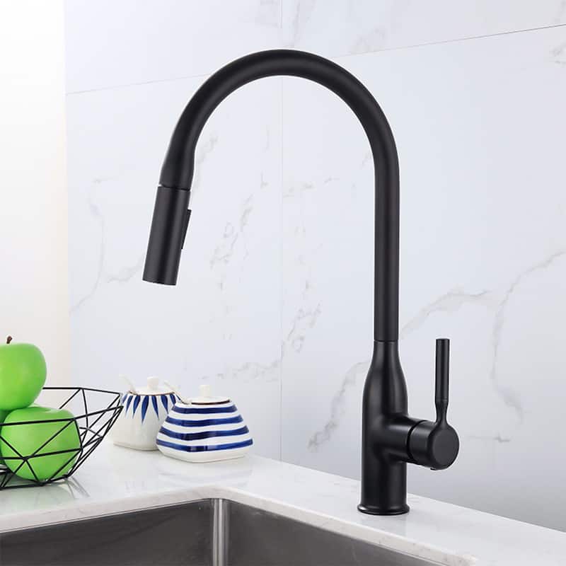 CB HOME Gold/Black/Sliver Kitchen Faucet, 17'' Kitchen Sink Faucet, Faucet for Kitchen Sink with Pull Down Sprayer, Two Function