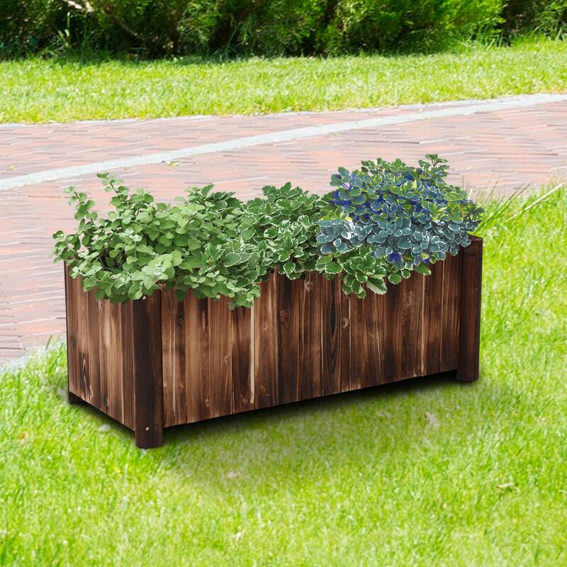 Outsunny Natural Rustic Distressed Wood Planter Box