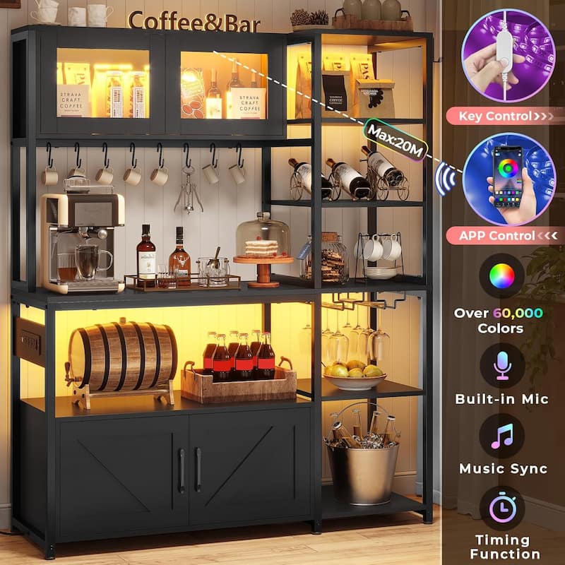 Bakers Rack for Kitchen with Storage Coffee Bar Cabinet