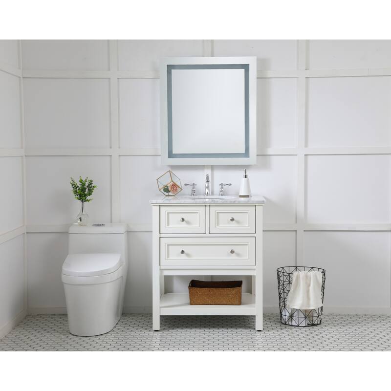 Elegant Lighting Helios 30" x 27" Rectangular Frameless Wall Mounted