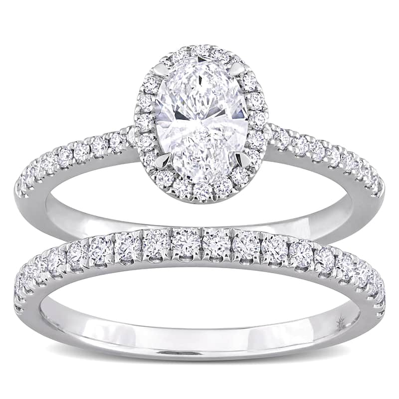 Miadora 1 1/3ct TW Oval Round-Cut Lab-Grown Diamond Bridal Ring Set 14k White Gold