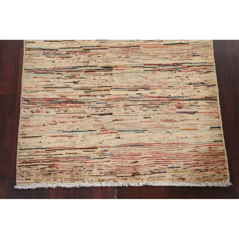 Modern Striped Gabbeh Kashkoli Area Rug Wool Hand-knotted Foyer Carpet - 2'10" x 3'10"