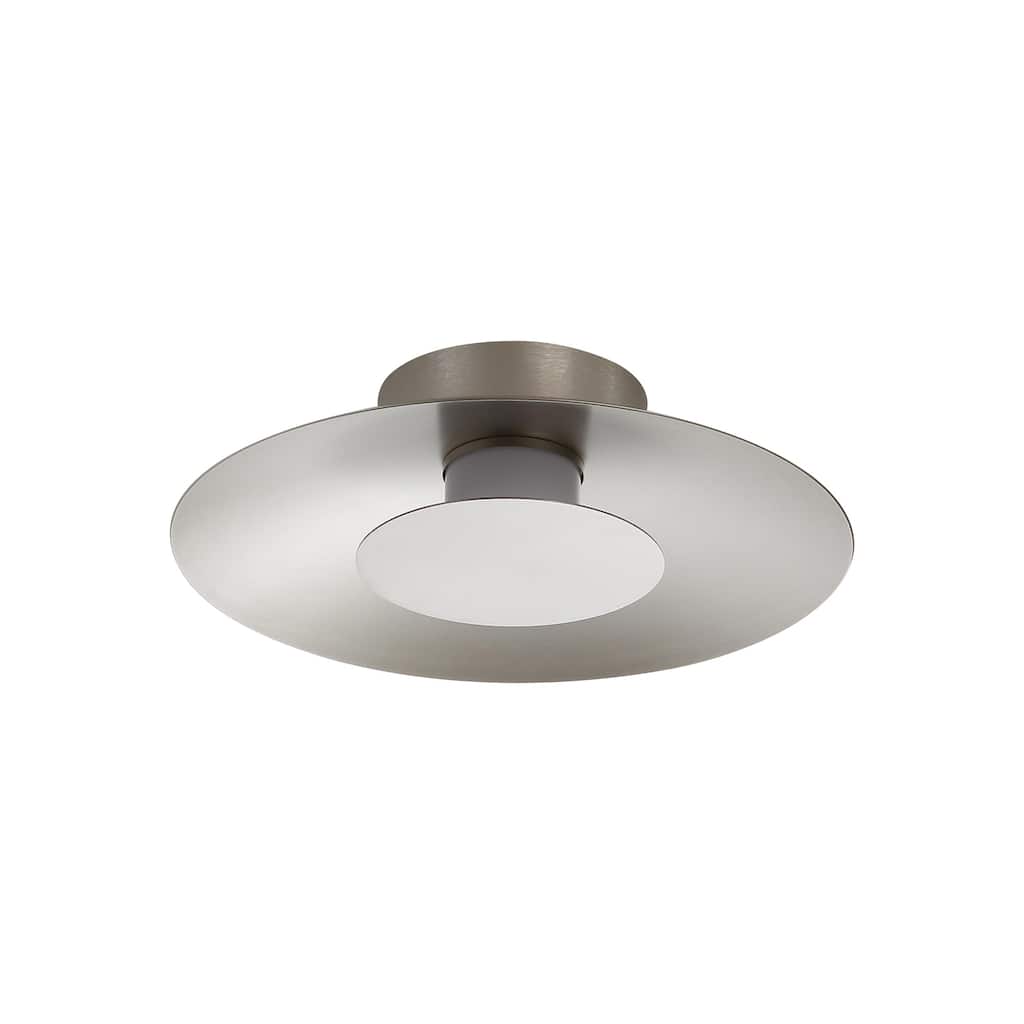 Luma LED Flush Mount - 12" in Sand Nickel with Sand Nickel Shade - Silver