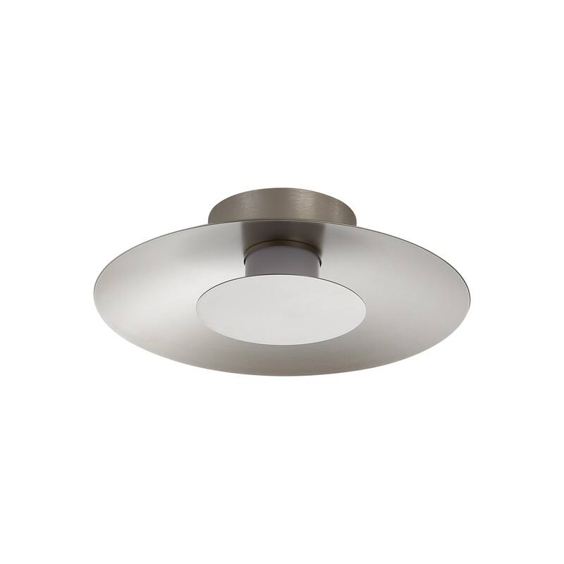 Yep by Golden Lighting Luma Integrated LED Flush Mount in Sand Nickel and Sand Nickel shade - Silver