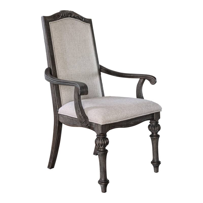 The Gray Barn Cornerways Formal High Back Carved Wood Arm Chairs (Set of 2)