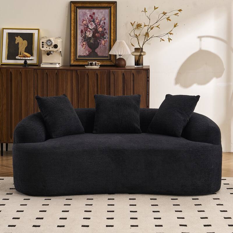 Curved Loveseat: Compressed Packaging,No Assembly,Small Sofa for Small Spaces & Apartments,65" L, 300 Lbs, Includes 3 Pillows