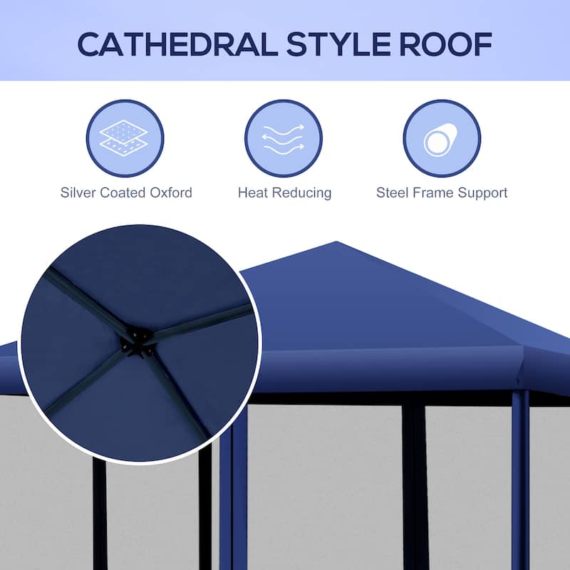 Outsunny 10' x 10' Heavy Duty Pop Up Canopy with Removable Mesh Sidewall Netting, Easy Setup Design, Outdoor Party Event