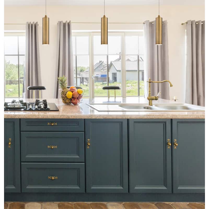 Westinghouse Lighting Rayman One-Light LED Indoor Mini Pendant, Brushed Brass Finish - 1-Light
