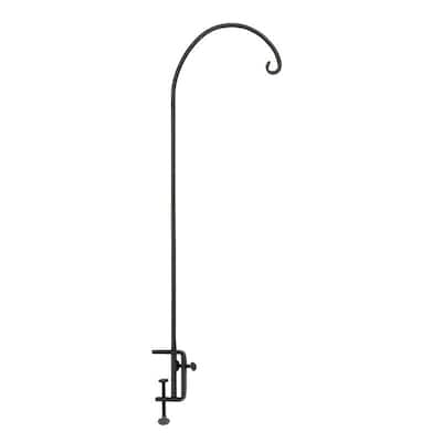 Achla Designs Height Adjustable Rail Mounted Pole, 40 Inch Tall, Black Powder Coat Finish
