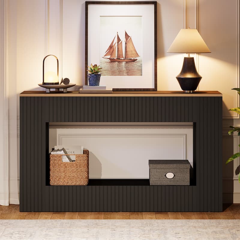 Modern Console Table, 55-Inch Wood Entryway Table with Storage