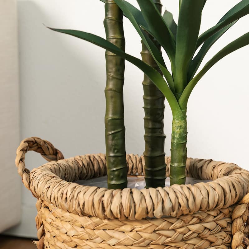 Glitzhome 4.25ft. Artificial Dracaena Faux Tequila Plants in Pot - 20.00"W X 18.00"D X51.25"H