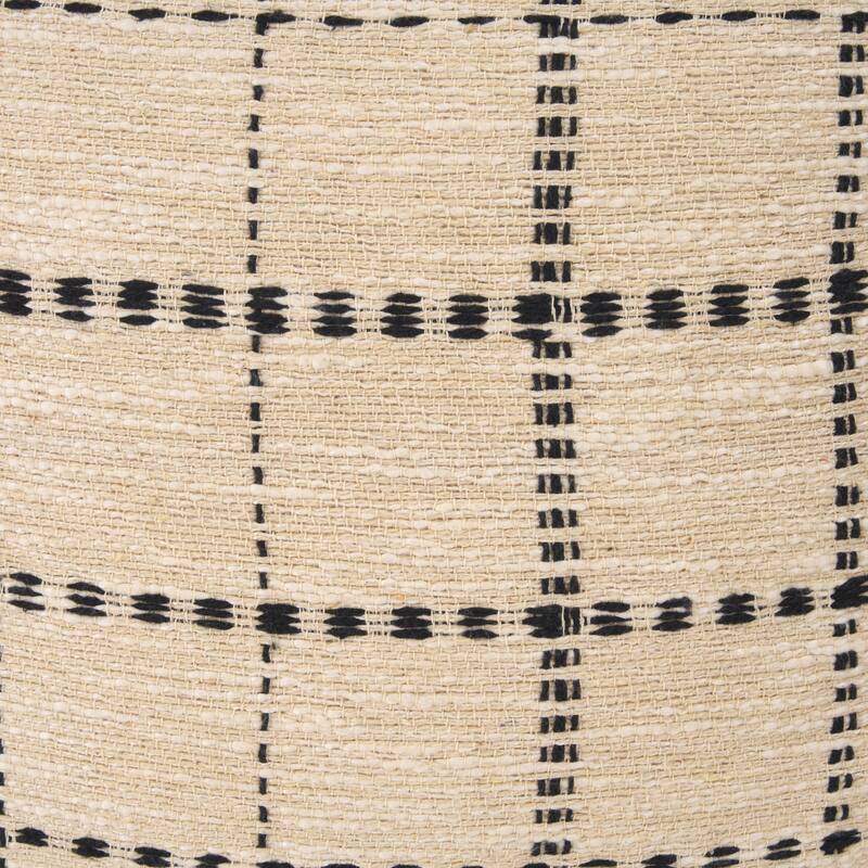 Jaela Beige and Black Striped Checkered Decorative Lumbar Pillow Cover