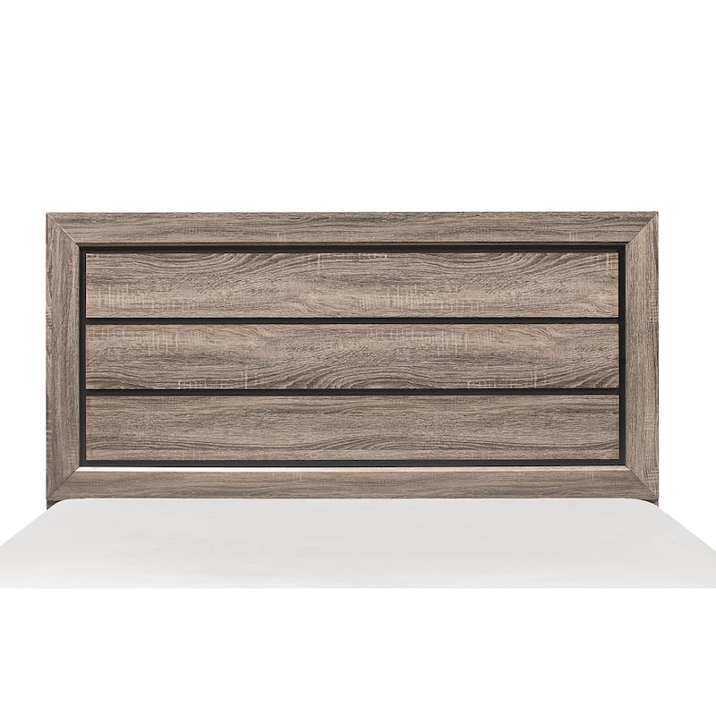 Queen Size Bed with Natural Finish, Dark Under-Paneling, and Contemporary Design