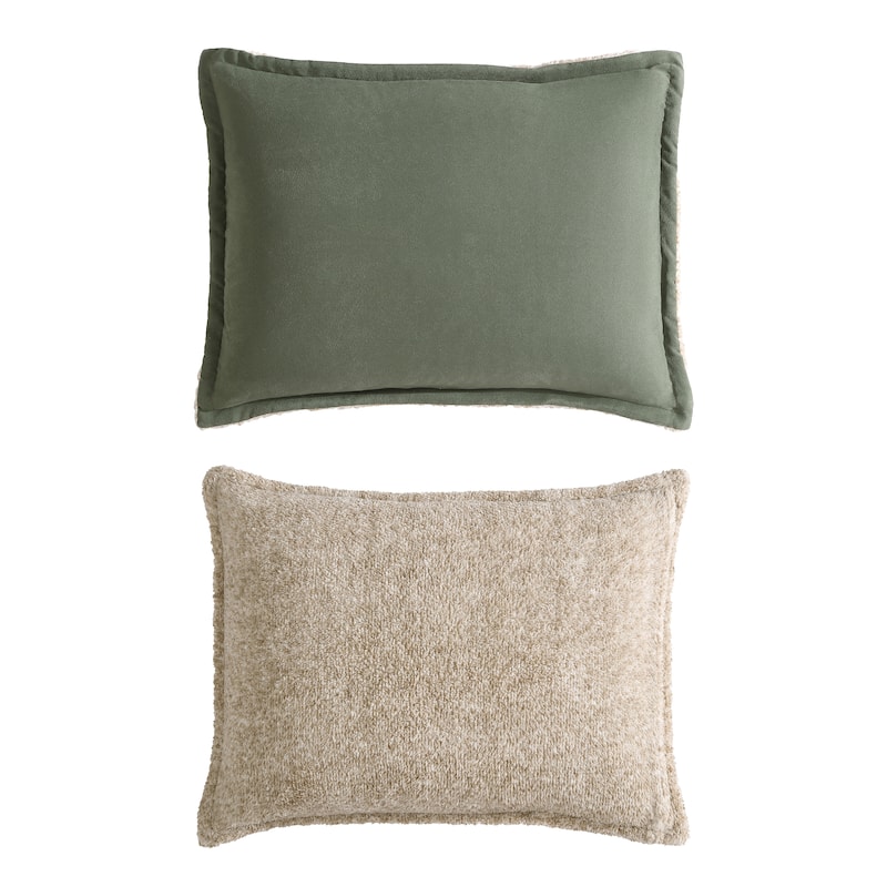 Nautica Beckett Microsuede/Sherpa Reversible Green Comforter Set