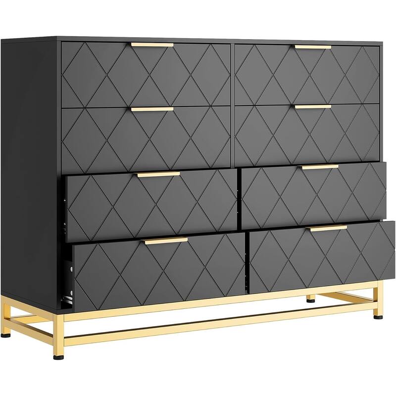 Dresser for Bedroom with 8 Drawer - Black