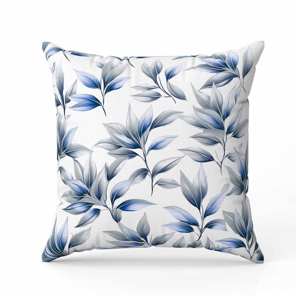 Enchanted Leaflet Indoor/Outdoor Reversible Throw Pillow Silver and Blue