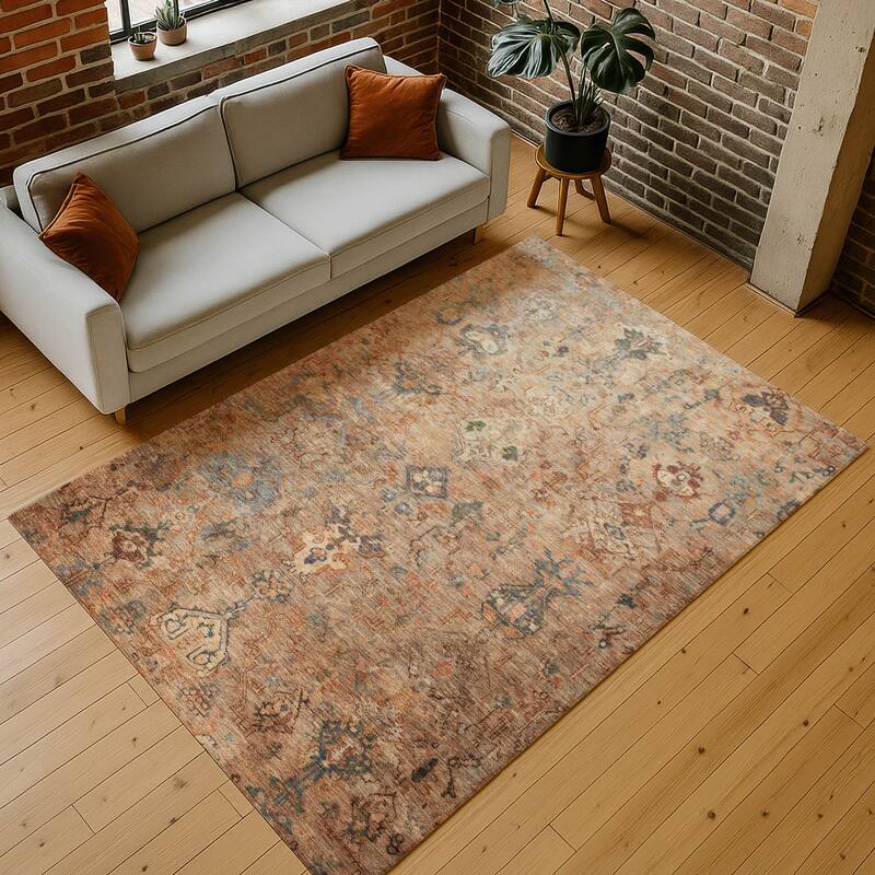 Machine Washable Indoor/ Outdoor Traditional Serenity Chantille Rug