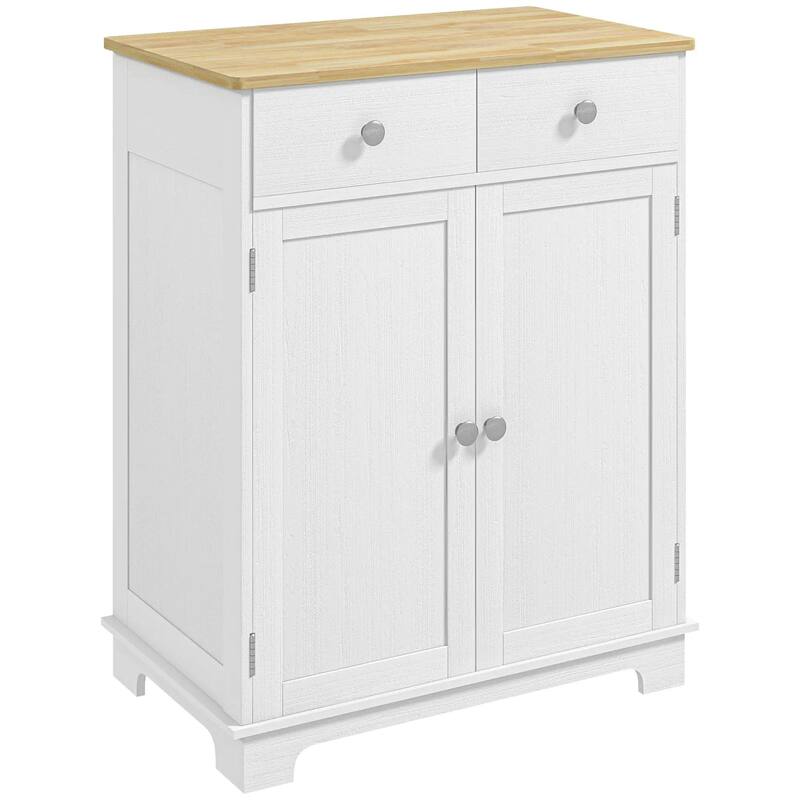 Kitchen Storage Cabinet with Solid Wood Top,Adjustable Shelf,2 Drawers