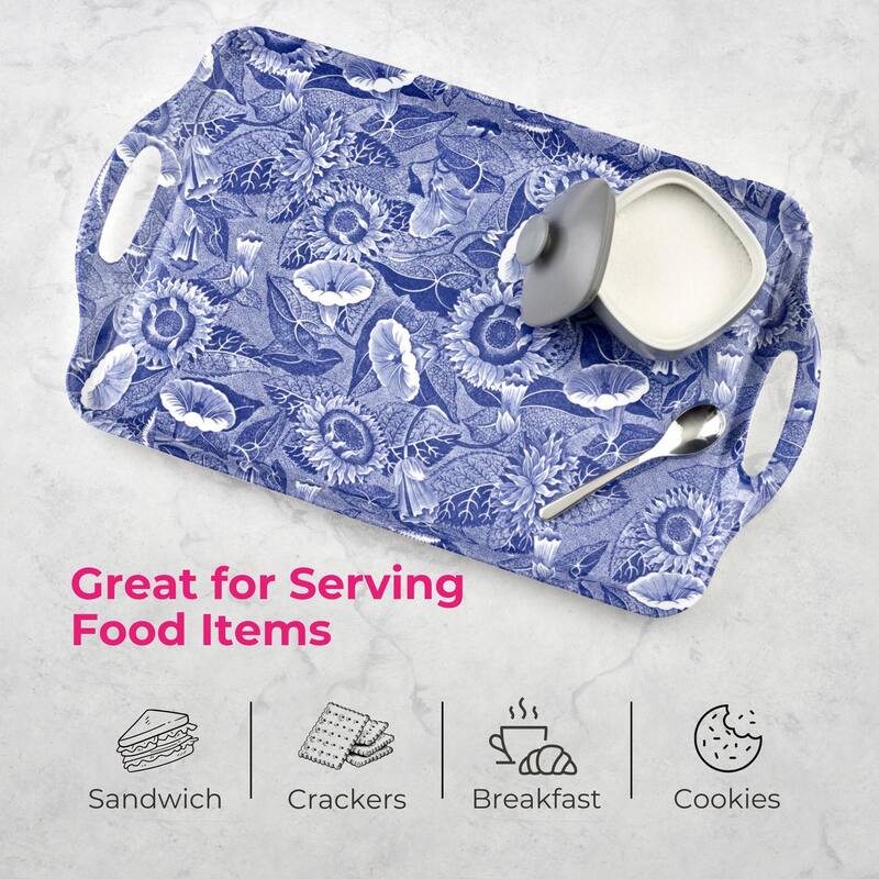 Pimpernel Blue Room Sunflower Large Melamine Handled Tray - 18.9" x 11.6"